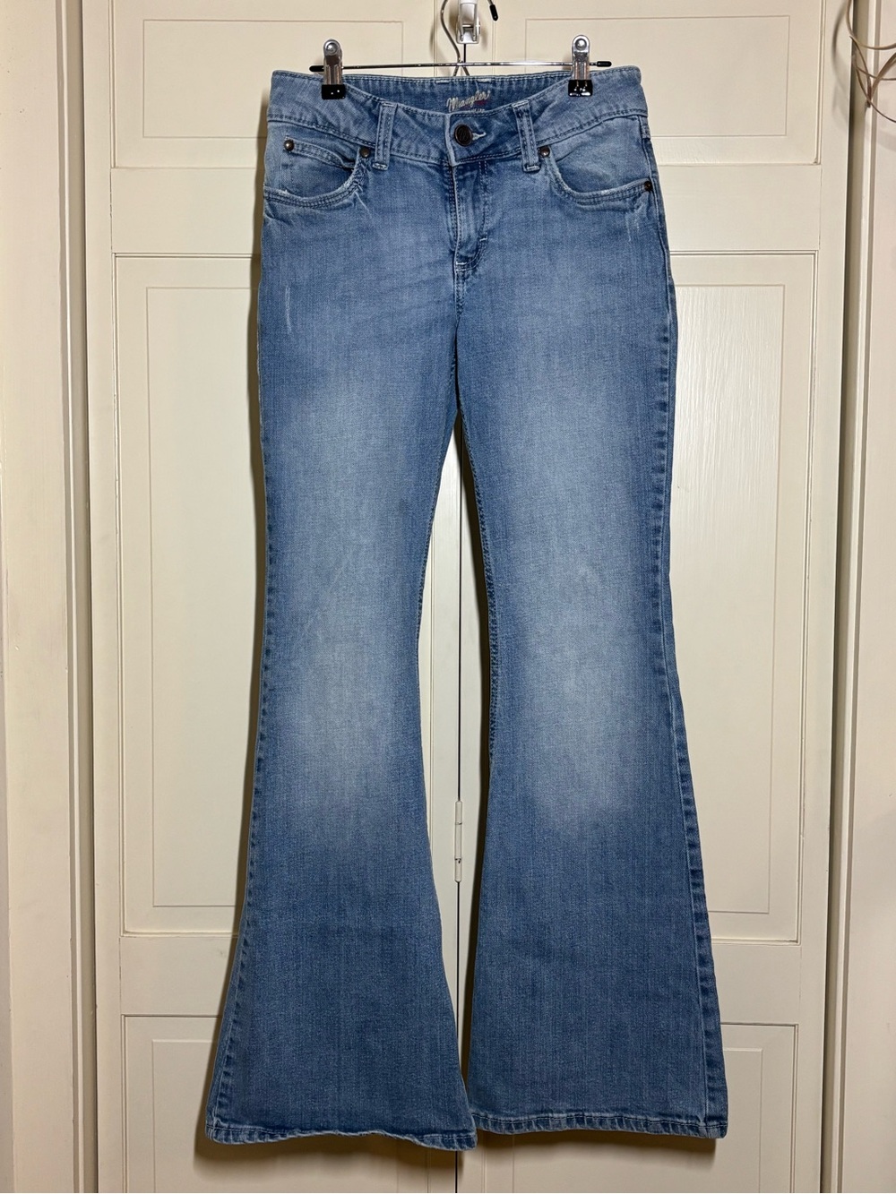 Wrangler Light Blue Flare Jeans — Wide Leg Low Rise
